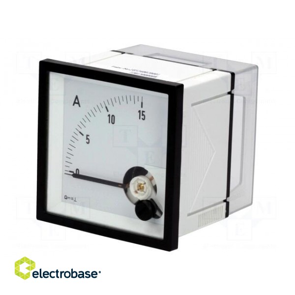 Ammeter | on panel | I DC: 0÷15A | Class: 1.5 | DQN | 72x72x58.5mm image 1