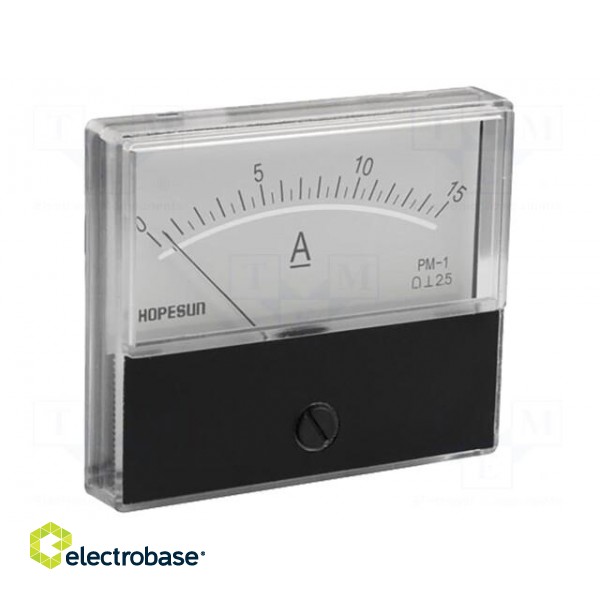 Ammeter | on panel | I DC: 0÷15A | Class: 2.5 | 70x60mm image 1