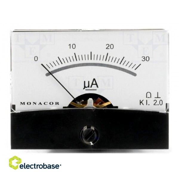 Ammeter | on panel | I DC: 0÷30uA | Class: 2 | Int.resist: 6.5kΩ