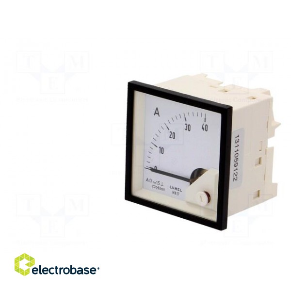 Ammeter | on panel | I DC: 0÷40A | Class: 1.5 | Length: 61mm | 600V | MA17 image 3