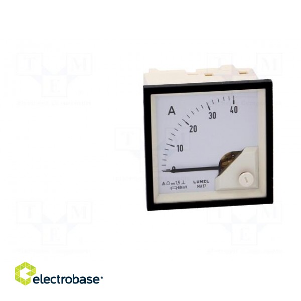 Ammeter | on panel | I DC: 0÷40A | Class: 1.5 | Length: 61mm | 600V | MA17 paveikslėlis 10
