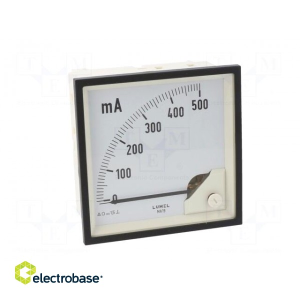 Ammeter | on panel | I DC: 0÷500mA | Class: 1.5 | Length: 95mm | 600V image 10