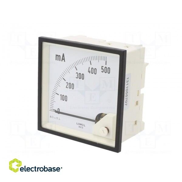 Ammeter | on panel | I DC: 0÷500mA | Class: 1.5 | Length: 95mm | 600V image 3
