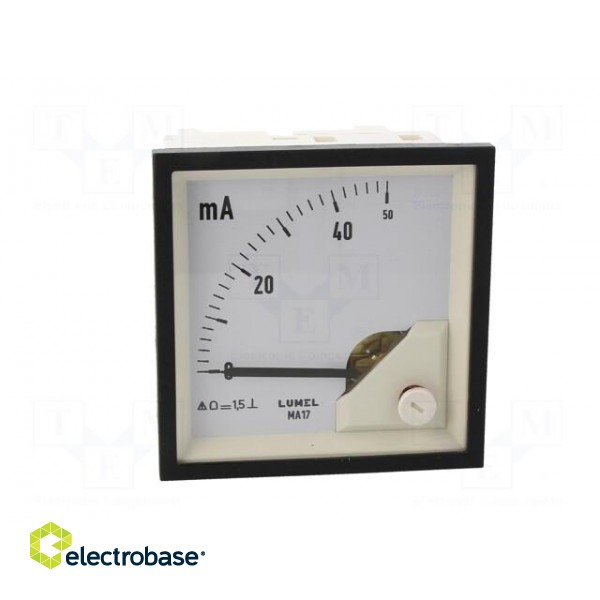 Ammeter | on panel | I DC: 0÷50mA | Class: 1.5 | Length: 61mm | 600V | MA17 image 10