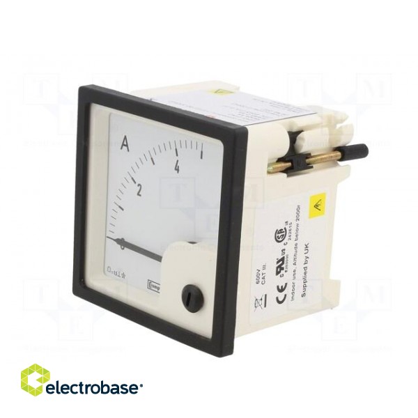 Ammeter | on panel | I DC: 0÷5A | Class: 1.5 | 72x72mm image 3