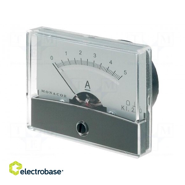 Ammeter | on panel | I DC: 0÷5A | Class: 2 | Int.resist: 12mΩ | Ø38mm