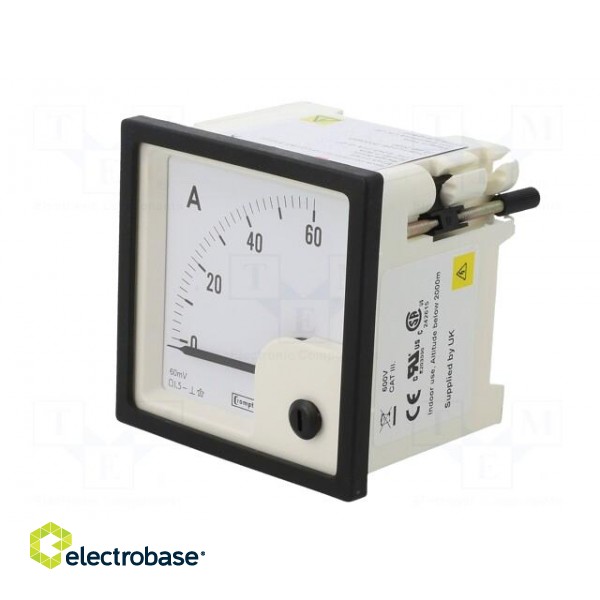 Amperometer | analogue | mounting | on panel | I DC: 0÷60A | Class: 1,5 фото 3