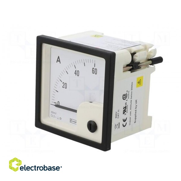 Amperometer | analogue | mounting | on panel | I DC: 0÷60A | Class: 1,5 image 3