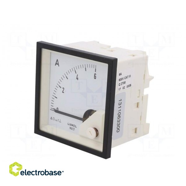 Ammeter | on panel | I DC: 0÷6A | Class: 1.5 | Length: 61mm | 600V | MA17 image 3