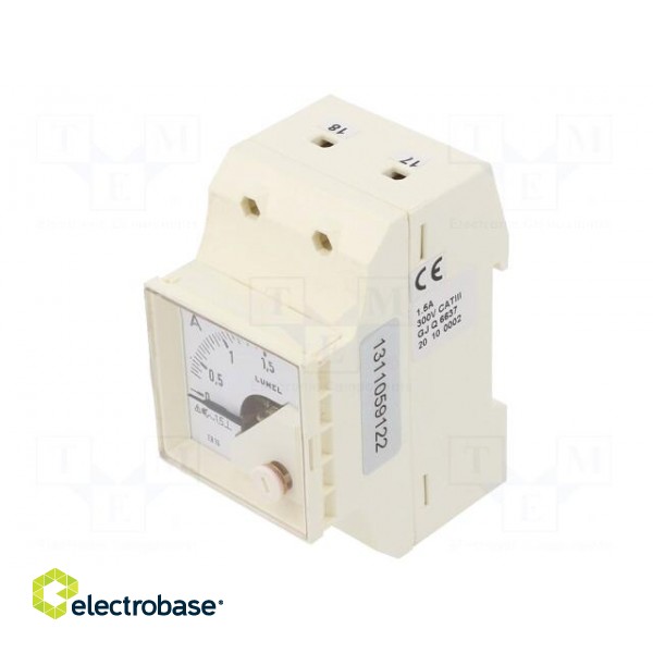 Ammeter | for DIN rail mounting | I AC: 0÷1.5A | True RMS | Class: 1.5 фото 1