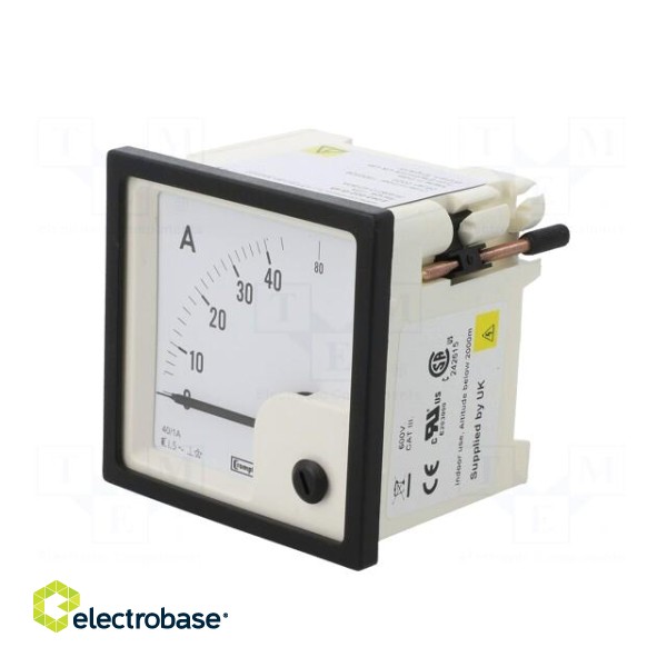 Ammeter | on panel | I AC: 0÷40A,80A | True RMS | Class: 1.5 | 50÷60Hz фото 3