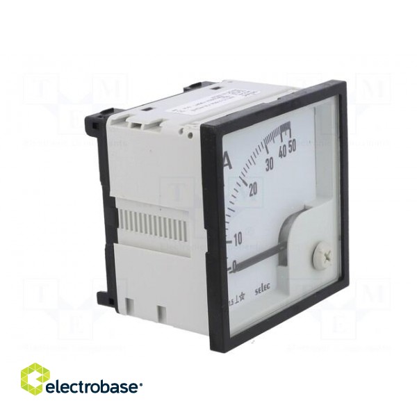 Ammeter | on panel | I AC: 0÷50A | Class: 1.5 | 50÷60Hz | Features: 90° фото 8
