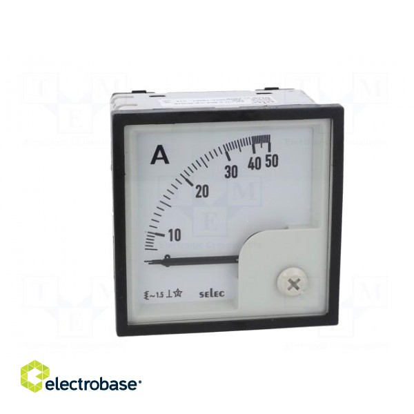 Ammeter | on panel | I AC: 0÷50A | Class: 1.5 | 50÷60Hz | Features: 90° фото 9