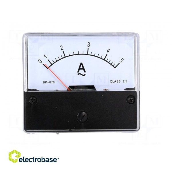 Ammeter | on panel | I AC: 0÷5A | Class: 2.5 | 72x62x40mm | Ø52mm image 9