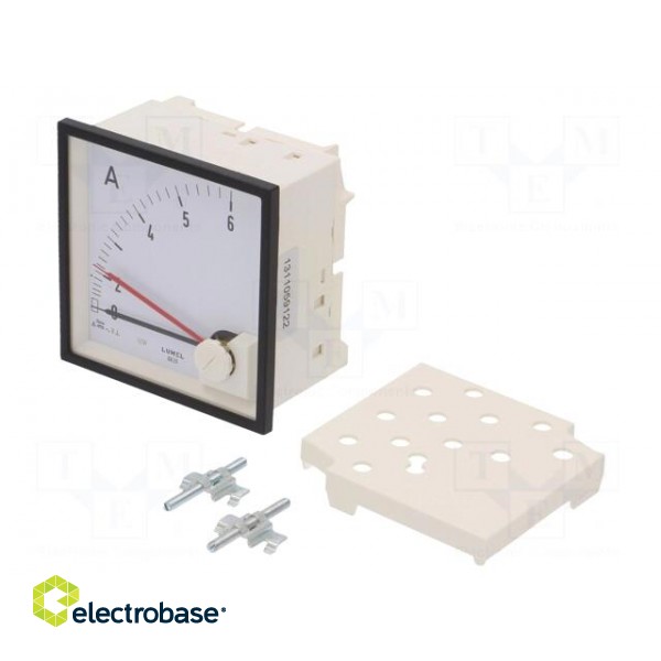 Ammeter | on panel | I AC: 0÷5A | Class: 3 | 300V | BA39 | 96x96x64mm paveikslėlis 1