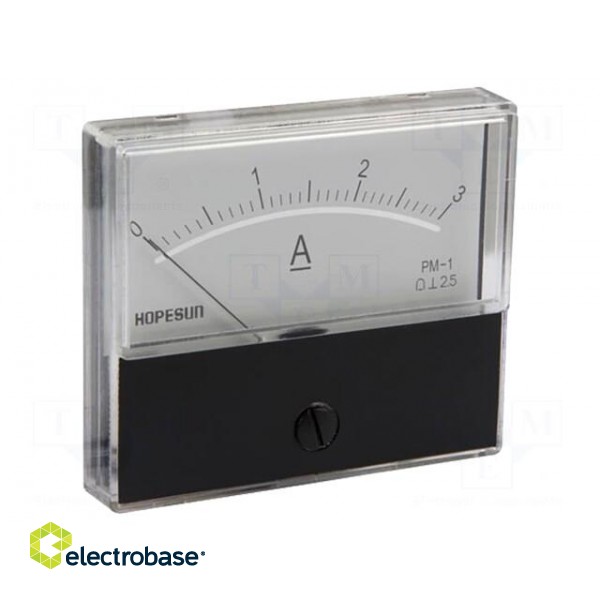 Ammeter | on panel | I DC: 0÷3A | Class: 2.5 | 70x60mm image 1