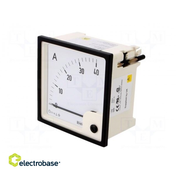 Ammeter | on panel | I DC: 0÷40A | Class: 1.5 | 96x96mm image 3