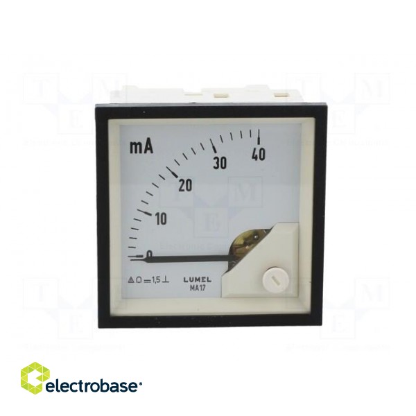 Ammeter | on panel | I DC: 0÷40mA | Class: 1.5 | Length: 61mm | 600V | MA17 image 10