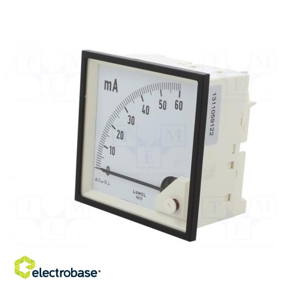 Ammeter | on panel | I DC: 0÷60mA | Class: 1.5 | Length: 95mm | 600V | MA19 image 3