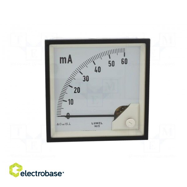 Ammeter | on panel | I DC: 0÷60mA | Class: 1.5 | Length: 95mm | 600V | MA19 image 10
