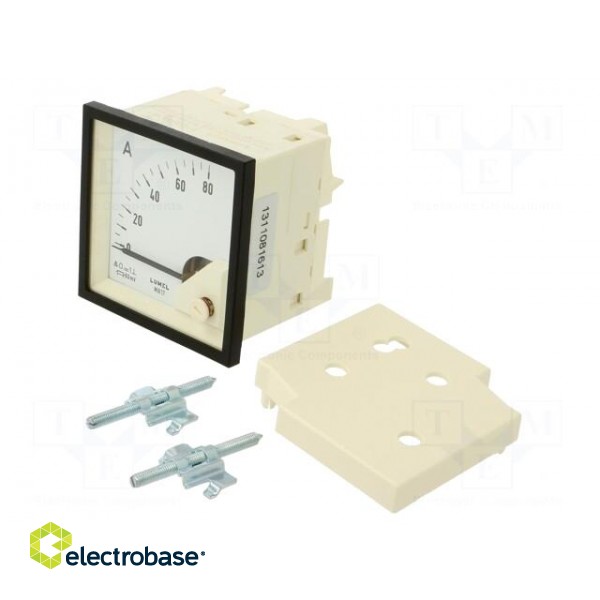 Ammeter | on panel | I DC: 0÷80A | Class: 1.5 | Length: 61mm | 600V | MA17 image 1