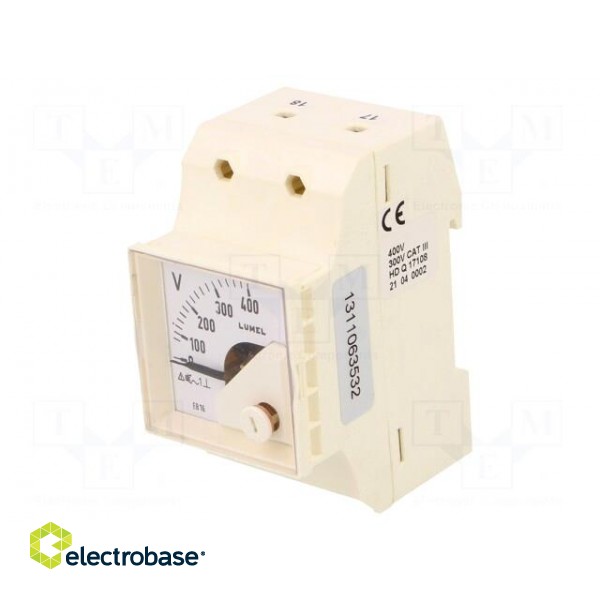 Voltmeter | for DIN rail mounting | 0÷400V | Class: 1.5 | True RMS image 1