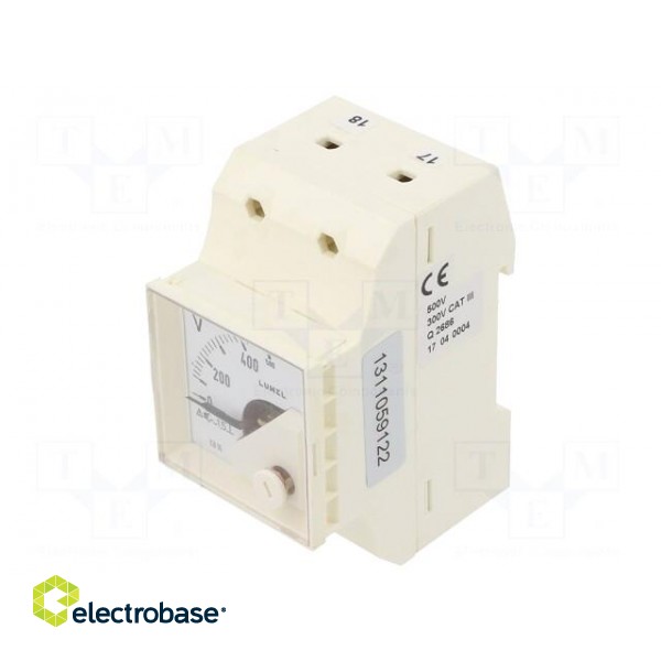 Voltmeter | for DIN rail mounting | 0÷500V | Class: 1.5 | True RMS image 1