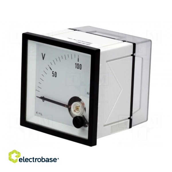 Voltmeter | analogue | on panel | VAC: 0÷100V | Class: 1,5 | True RMS image 1