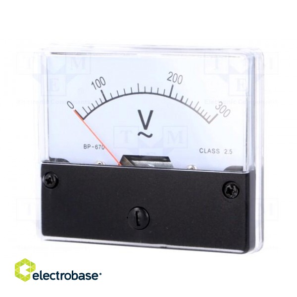 Voltmeter | on panel | 0÷300V | Class: 2.5 | Int.resist: 16kΩ | Ø52mm image 1