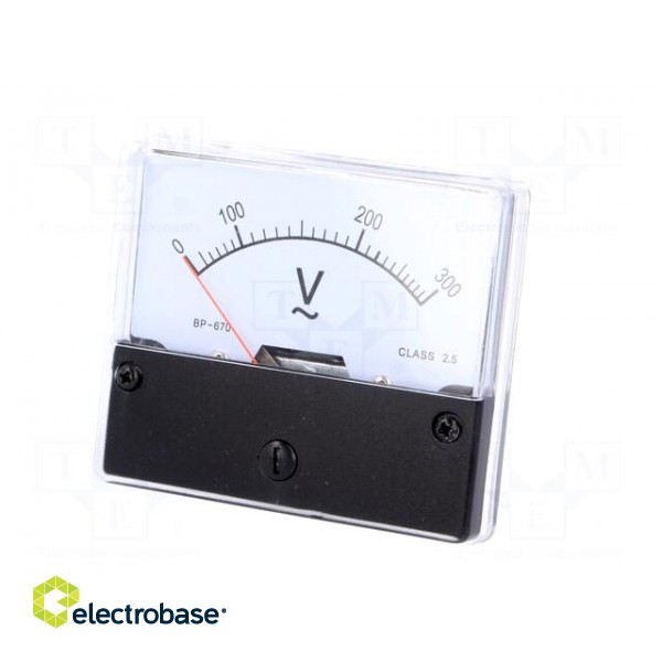 Voltmeter | on panel | 0÷300V | Class: 2.5 | Int.resist: 16kΩ | Ø52mm image 2