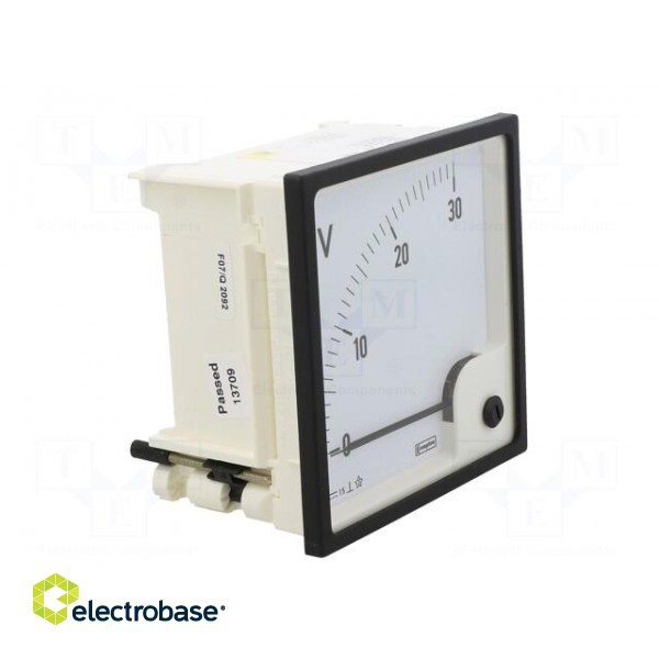 Voltmeter | analogue | on panel | VDC: 0÷30V | Class: 1,5 | 96x96mm фото 9
