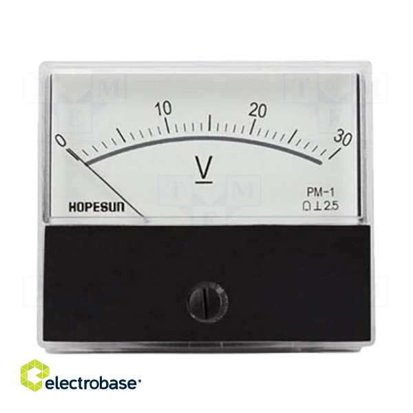 Voltmeter | on panel | 0÷30V | Class: 2.5 | 70x60mm