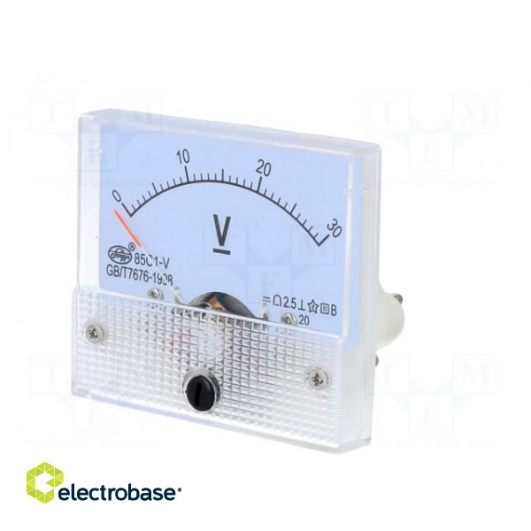 Voltmeter | analogue | on panel | VDC: 0÷30V | Class: 2,5 | Ø50mm | 65g paveikslėlis 2