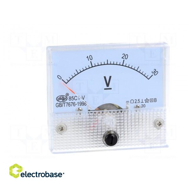 Voltmeter | analogue | on panel | VDC: 0÷30V | Class: 2,5 | Ø50mm | 65g image 9