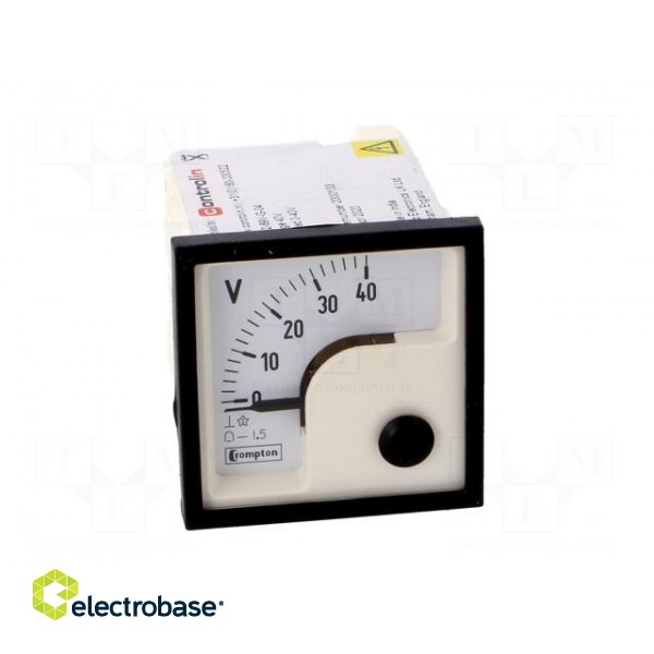 Voltmeter | analogue | on panel | VDC: 0÷40V | Class: 1,5 | 48x48mm фото 10