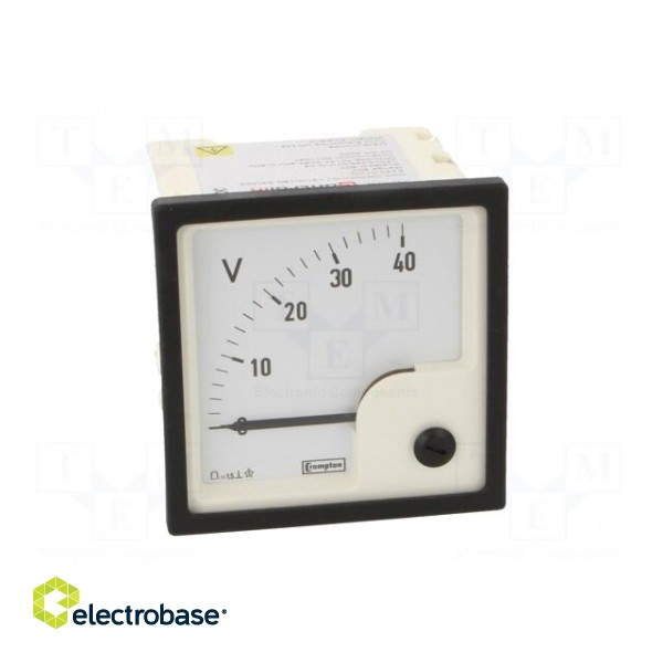 Voltmeter | analogue | on panel | VDC: 0÷40V | Class: 1,5 | 72x72mm фото 10