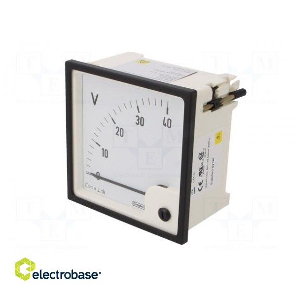 Voltmeter | analogue | on panel | VDC: 0÷40V | Class: 1,5 | 96x96mm paveikslėlis 3