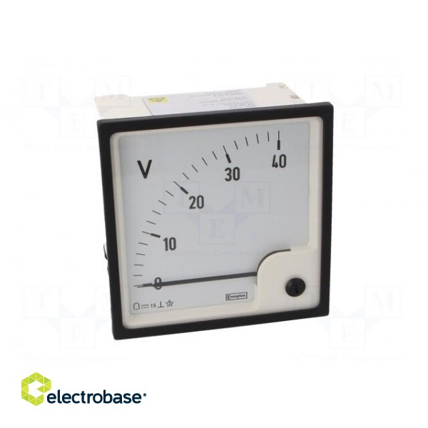 Voltmeter | analogue | on panel | VDC: 0÷40V | Class: 1,5 | 96x96mm paveikslėlis 10