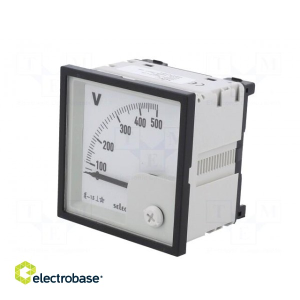 Voltmeter | analogue | on panel | VAC: 0÷500V | Class: 1,5 | 50÷60Hz paveikslėlis 3