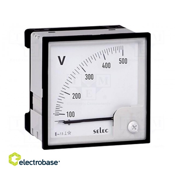 Voltmeter | on panel | 0÷500V | Class: 1.5 | 50÷60Hz | 72x72x68mm image 2