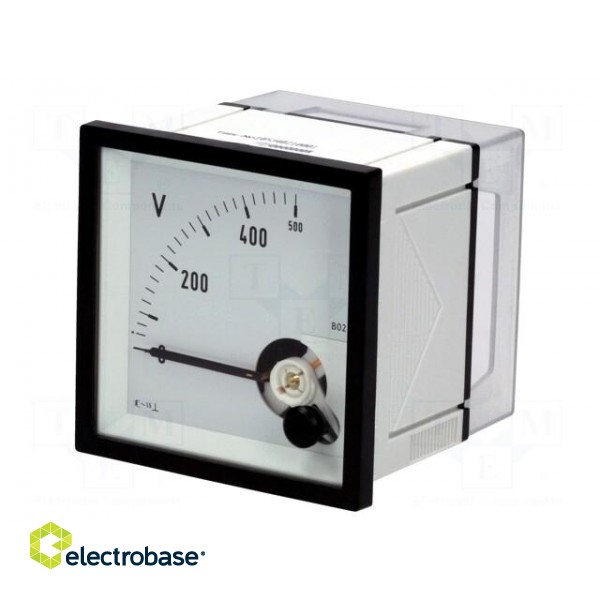 Voltmeter | analogue | on panel | VAC: 0÷500V | Class: 1,5 | True RMS image 1