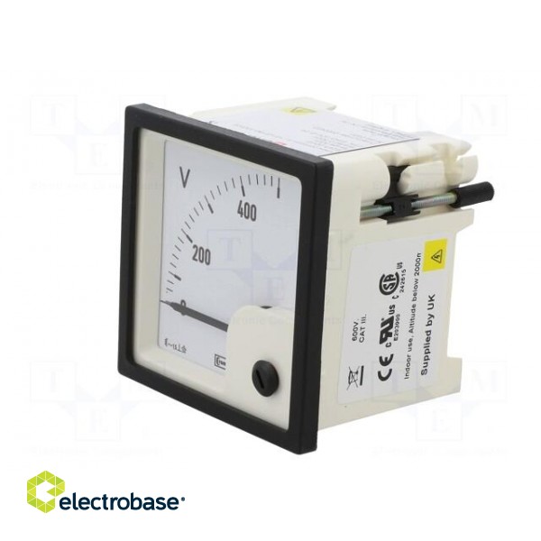 Voltmeter | on panel | VAC: 0÷500V | Class: 1.5 | True RMS | 50÷60Hz фото 3