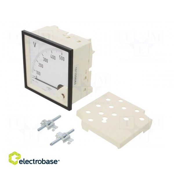 Voltmeter | analogue | on panel | VAC: 0÷500V | Class: 1,5 | True RMS фото 1