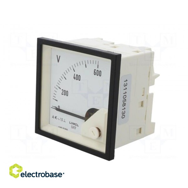 Voltmeter | analogue | on panel | VAC: 0÷600V | Class: 1,5 | True RMS image 3