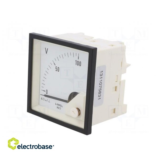 Voltmeter | on panel | VDC: 0÷100V | Class: 1.5 | Umax: 600V | 72x72mm image 2
