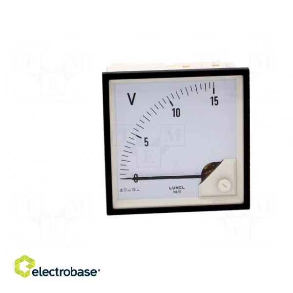 Voltmeter | analogue | on panel | VDC: 0÷15V | Class: 1,5 | 600V | 96x96mm фото 9