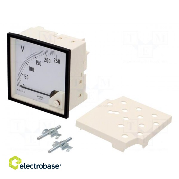 Voltmeter | on panel | VDC: 0÷250V | Class: 1.5 | Umax: 600V | 96x96mm paveikslėlis 1