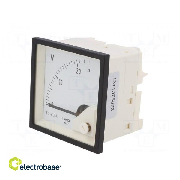 Voltmeter | on panel | VDC: 0÷25V | Class: 1.5 | Umax: 600V | Length: 61mm image 2