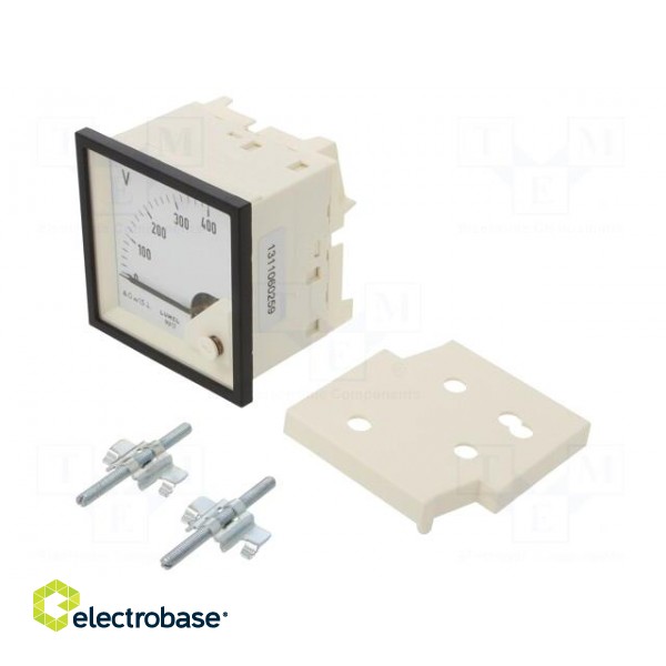 Voltmeter | on panel | VDC: 0÷400V | Class: 1.5 | Umax: 600V | 72x72mm paveikslėlis 1