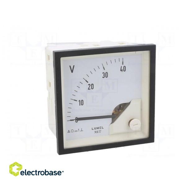 Voltmeter | on panel | VDC: 0÷40V | Class: 1.5 | Umax: 600V | Length: 61mm paveikslėlis 9